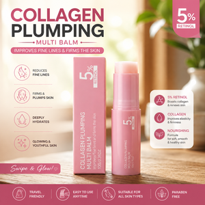 Stick multi-baume repulpant au collagène éclaircissant 5% Rétinol 10g pour le visage et le cou, raffermissant, anti-âge, hydratant, atténuant les ridules - Product Image 3