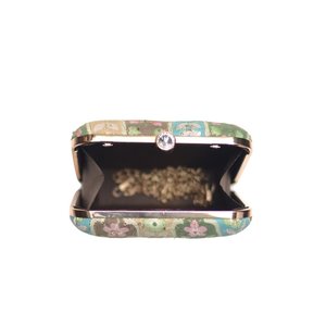 Bolso de mano elegante con bordado floral verde y azul para fiestas, cartera de noche de diseñador para eventos de mujer - Product Image 3