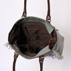 Sac fourre-tout en toile de cuir de vachette Rainbow Diamond, sac de week-end western - Product Image 5