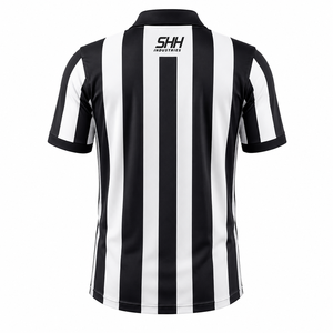 Camiseta de Árbitro de Fútbol a Rayas Blancas y Negras para Hombre, Cuello Polo, Bolsillos Dobles en el Pecho, Manga Corta, Uniforme Profesional para Oficiales de Juego - Product Image 2