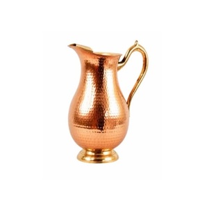 Jarra de agua de cobre martillado de primera calidad con textura, recomendada por Ayurveda, con boquillas anchas para verter, disponible a precios económicos al por mayor. - Product Image 2