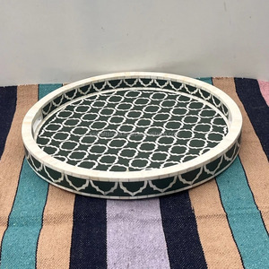 Fourniture directe en usine d'un plateau d'incrustation d'os moderne pour une décoration intérieure élégante ou servir des boissons disponibles à un prix abordable depuis l'Inde - Product Image 2
