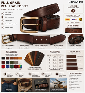 Fabricante de Cinturones de Cuero de Grano Completo Personalizados para Hombre |   Cinturón de Cuero Genuino con Logotipo Grabado, Proveedor Mayorista OEM ODM - Product Image 6