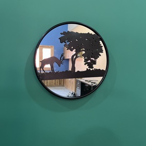 Modern Deer Tree Wall Mirror Round <b>Metal</b> <b>Frame</b> Decorative Wall Hanging Mirror Home Decor Wall Art - Product Image 5