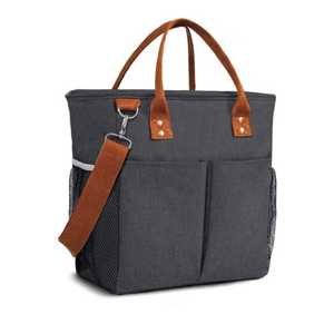 Grand sac isotherme pour le déjeuner avec logo personnalisé, en polyester et mousse, motif lettres, poches, bandoulière, pour le stockage de nourriture et de vin - Product Image 2