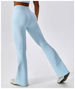 Bootcut Yoga Pants Crossover Yoga Pants With <b>Tummy</b> <b>Control</b> High-Waisted Wide Leg Flare Leggings - Product Image 4