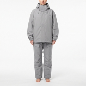 Veste de ski imperméable unisexe Hawkeye grise avec capuche et fermeture éclair pour adultes - Product Image 3