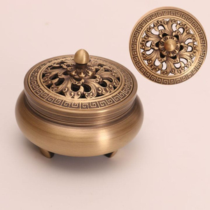Brass Incense <b>Burner</b> With Heart Cutouts Aromatherapy Diffuser <b>For</b> Home Office Decor All Season Use Incense Holder On Sale - Product Image 4