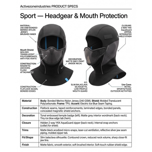 Balaclava technique en nylon mérinos 240 GSM de qualité supérieure avec écran buccal amovible en polycarbonate, masque de ski streetwear, personnalisable OEM - Product Image 5