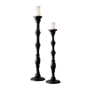 Nouveau support à bougie en aluminium coulé finition noir mat pour la décoration de la maison, qualité supérieure, fait main, personnalisé, vente en gros S/2 - Product Image 1