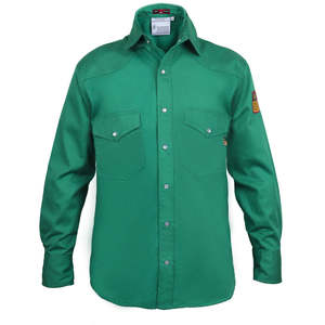 100% C-9 oz Flame Resistant <b>Welding</b> Shirt 4X-Large Safety <b>Clothing</b> in Welders Green - Product Image 1