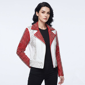 Women Premium Genuine Leather Studded Ladies Turn-Down-Collar Leather Studded <b>Jackets</b> Female Studded Full Sleeve Leather <b>Jacket</b> - Product Image 6