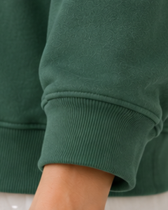 Sweat-shirt à capuche surdimensionné pour femme vert foncé, imprimé floral, en molleton de coton, manches longues, style décontracté streetwear - Product Image 6