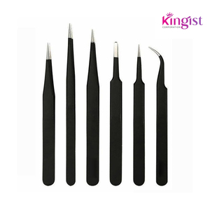Custom 4-Piece Stainless Steel Handmade Eyebrow Makeup <b>Tool</b> Kit with Curved Slanted Pointed Eyelash Tweezers Set - Product Image 1