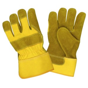 Guantes de seguridad de cuero amarillo marrón para trabajo al aire libre, protección, unisex, para todas las estaciones - Product Image 5
