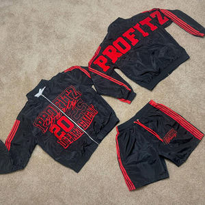 Ensemble survêtement en nylon surdimensionné personnalisé pour homme, veste coupe-vent avec fermeture éclair réfléchissante et pantalon de jogging - Product Image 5