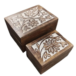 Hand-Carved Wooden Jewelry <b>Box</b> With Jali Work Lid Retro Mango Wood <b>Trinket</b> Organizer & Keepsake Storage Case For Wedding Gifting - Product Image 4