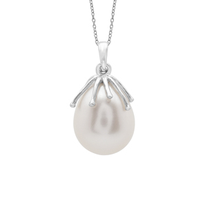 Colliers pendentifs en argent sterling 925, perle baroque naturelle de grande taille en forme de goutte d'eau, design classique en perle d'eau douce naturelle - Product Image 1