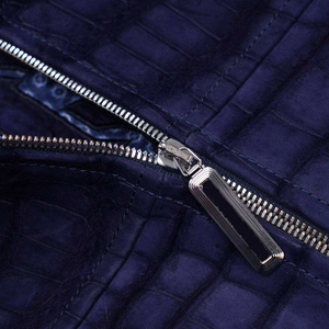 Blouson en cuir tendance, blousons bomber en cuir de vachette, cuir de crocodile véritable avec taille personnalisée, logo de marque, blouson en cuir pour homme - Product Image 5