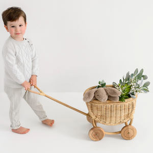 Poussettes et landaus en rotin pour bébés, jouets naturels pour enfants, artisanat du Vietnam - Product Image 3