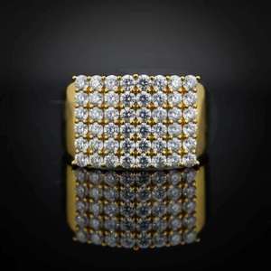 Luxury Diamond <b>Ring</b> for Men <b>Iced</b> Out Square 925 Sterling Silver 14K Gold Plated Hip Hop Statement <b>Ring</b> High Quality Bling - Product Image 1