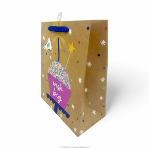 ถุงของขวัญวันเกิดกระดาษศิลปะเป็นมิตรกับสิ่งแวดล้อมจากเวียดนามฟอยล์แวววาวประดับด้วยริบบิ้นจับ - Product Image 4