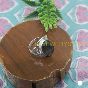 Anillo de Labradorita Natural Hecho a Mano con Plata de Ley 925, Anillo Ovalado con Cabujón, Joyería Boho Vintage, Regalo para Hombre - Product Image 3