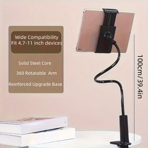 Adjustable 100cm Gooseneck <b>Tablet</b> Holder <b>Stand</b> Metal Steel Floor <b>Stand</b> with Flexible for Arm for <b>Tablets</b> Updated Mount Clamp - Product Image 2