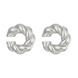 1 paio di orecchini a clip leggeri a forma di C, colore oro e argento, lisci e circolari, per donna, orecchini a cerchio alla moda senza piercing - Product Image 2