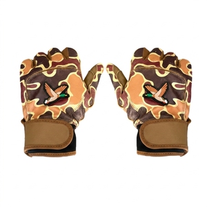 Baseball Batting Gloves Leather Full Finger Pitcher Right-Handed Camouflage <b>Duck</b> Design Non-Slip <b>Hook</b> Loop Closure Outdoor Use - Product Image 4