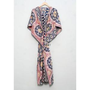 Robe Kaftan Indienne à Motifs Nouveaux, en Coton Doux, Longue, pour la Plage, Tenue de Détente, Vêtement de Nuit, Naturelle et Décontractée pour l'Été, Taille Unique - Product Image 6