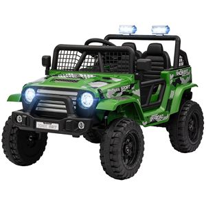 Auto e Camion Elettrici 12V Verdi per Bambini, 4 Ruote con Sospensione, Velocità Massima 3 MPH, Musica, Clacson, Luci e Telecomando - Product Image 1
