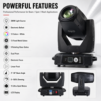 Projecteur LED 3-en-1 380W Beam Spot Wash à tête mobile DMX512 IP33 pour scène DJ