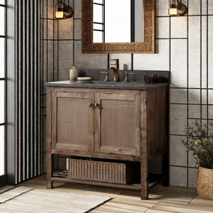 Meuble-lavabo simple vintage unique de 36 pouces, brun foncé, avec charme vintage, pour salle de bain, de qualité supérieure - Product Image 1