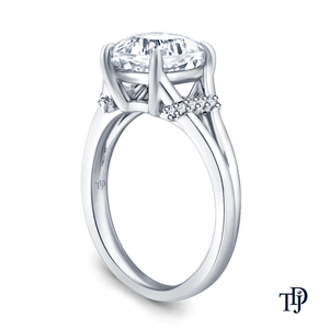 Anillo de compromiso de oro de 10K con diamantes cultivados en laboratorio, con detalles en baguette y redondos, estilo antiguo. Fabricante internacional mayorista y minorista OEM. - Product Image 1