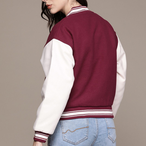 Veste universitaire, veste bomber de baseball, veste Letterman, col et poignets côtelés, boutons-pression, veste de sport décontractée pour femmes - Product Image 3