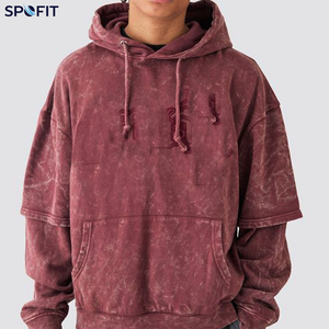 Acid Washed Custom Factory Wholesale Sublimation Solid <b>Lined</b> 100% Cotton Winter Woven Windproof <b>Hoodie</b> for Women and <b>Men</b> - Product Image 2