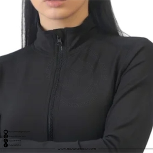 Women's Black Full Zip <b>Yoga</b> <b>Jacket</b> Stand Neck Long Sleeve Breathable Spandex Polyester Sportswear Regular Fit Rhinestone Front - Product Image 5