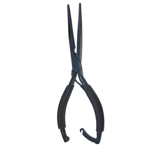 Pince coupante à bec long et droit pour lignes fines, en acier inoxydable noir, pince de pêche à la mouche réglable avec verrouillage arrière - Product Image 1