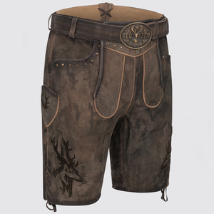 Shorts en cuir véritable brodés traditionnels bavarois pour hommes |   Taille haute grande taille, écologique, personnalisé, été - Product Image 6