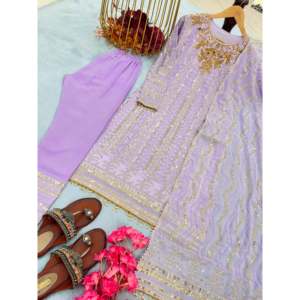 Conjunto de Fiesta 2XL con Top, Pantalón y Dupatta con Bordado de Lentejuelas - Product Image 4