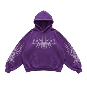 Custom <b>Black</b> Unisex Oversized Tribal Flame Graphic Pullover Hoodie Heavyweight Fleece <b>Sweatshirt</b> Blank Streetwear Hoodies - Product Image 3