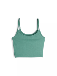 Débardeur court en coton 100 % pour femme, haut minimaliste premium à fines bretelles, idéal pour l'été, personnalisable avec logo, vente en gros de débardeurs courts pour femmes - Product Image 5
