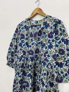 Robe en gaze de coton biologique : Robes à imprimé floral artisanal - Product Image 4