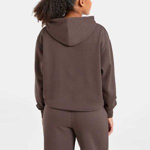 Sudaderas con capucha de cierre completo al por mayor con logo personalizado para mujer, de hombro caído, 100% algodón polar, ajuste regular, transpirables - Product Image 2
