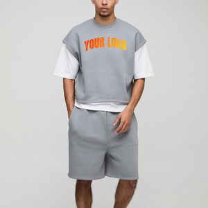 Hot Sale Plus Size Letter Pattern 100% Cotton 2-Piece Men's Summer Casual Short <b>Set</b> Quick Dry Breathable men's t-shirts <b>set's</b> - Product Image 4