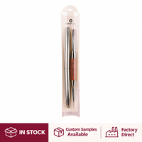 Pinceau à ongles double embout en gros, manche en bois, outil de peinture et de traçage pour gel, directement de l'usine, logo personnalisé, marque privée, OEM, RTS