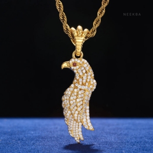 Colgante de águila de moissanita helada - Elaborado en plata de ley 925, colgante minimalista de moissanita para uso diario, colgante de águila de plata - Product Image 4