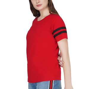 T-shirt en coton 100 % respirant et écologique pour femme, col rond, uni, décontracté, été, vente en gros - Product Image 2