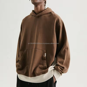 Pull à capuche personnalisé OEM pour hommes 360gsm French Terry 100% coton sans ficelle poids lourd hiver surdimensionné brodé Design - Product Image 4